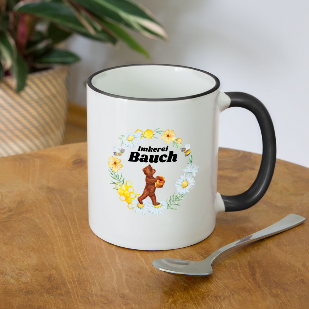 Tasse zweifarbig Imkerei Bauch - Weiß/Schwarz