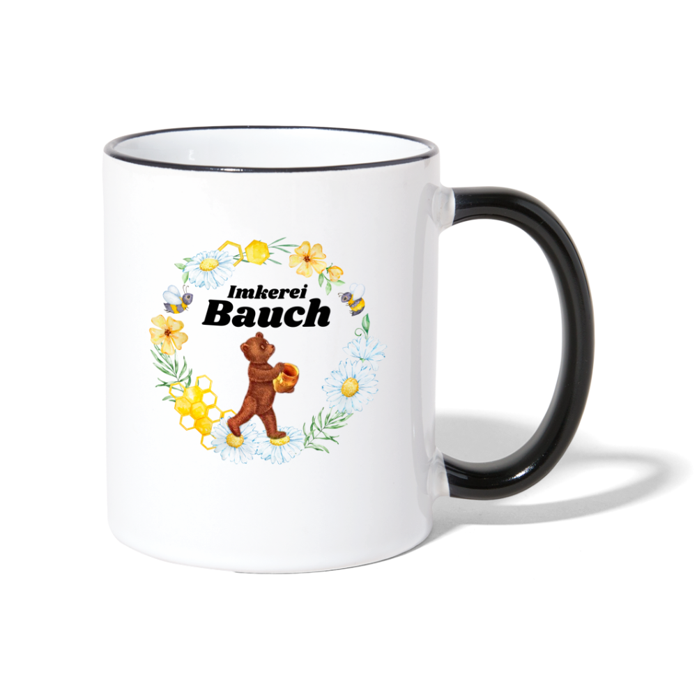 Tasse zweifarbig Imkerei Bauch - Weiß/Schwarz