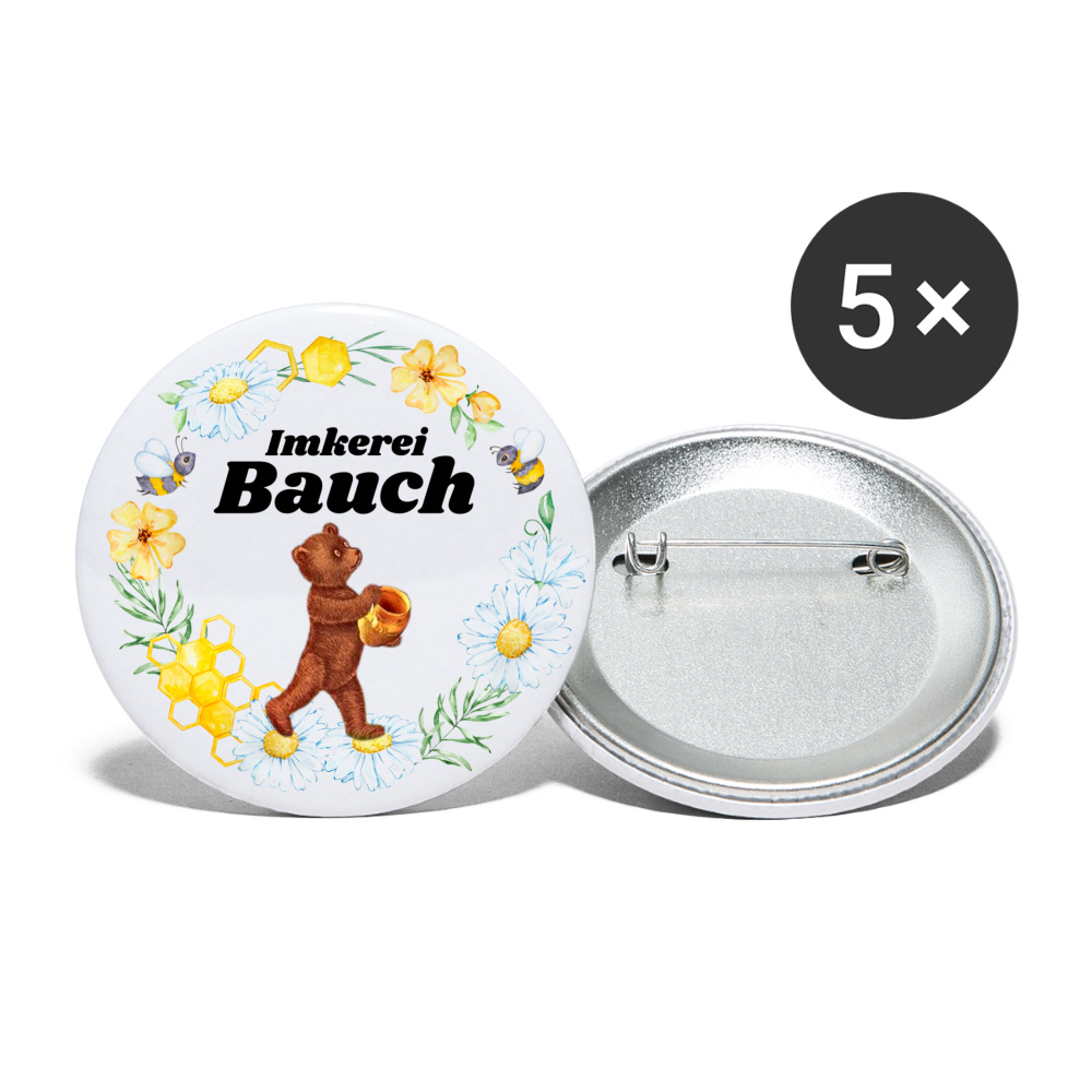 Buttons mittel 32 mm (5er Pack) Imkerei Bauch - Weiß