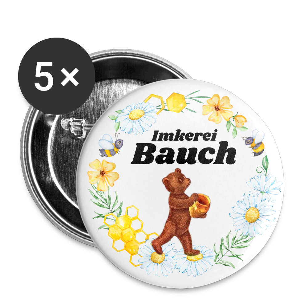 Buttons mittel 32 mm (5er Pack) Imkerei Bauch - Weiß