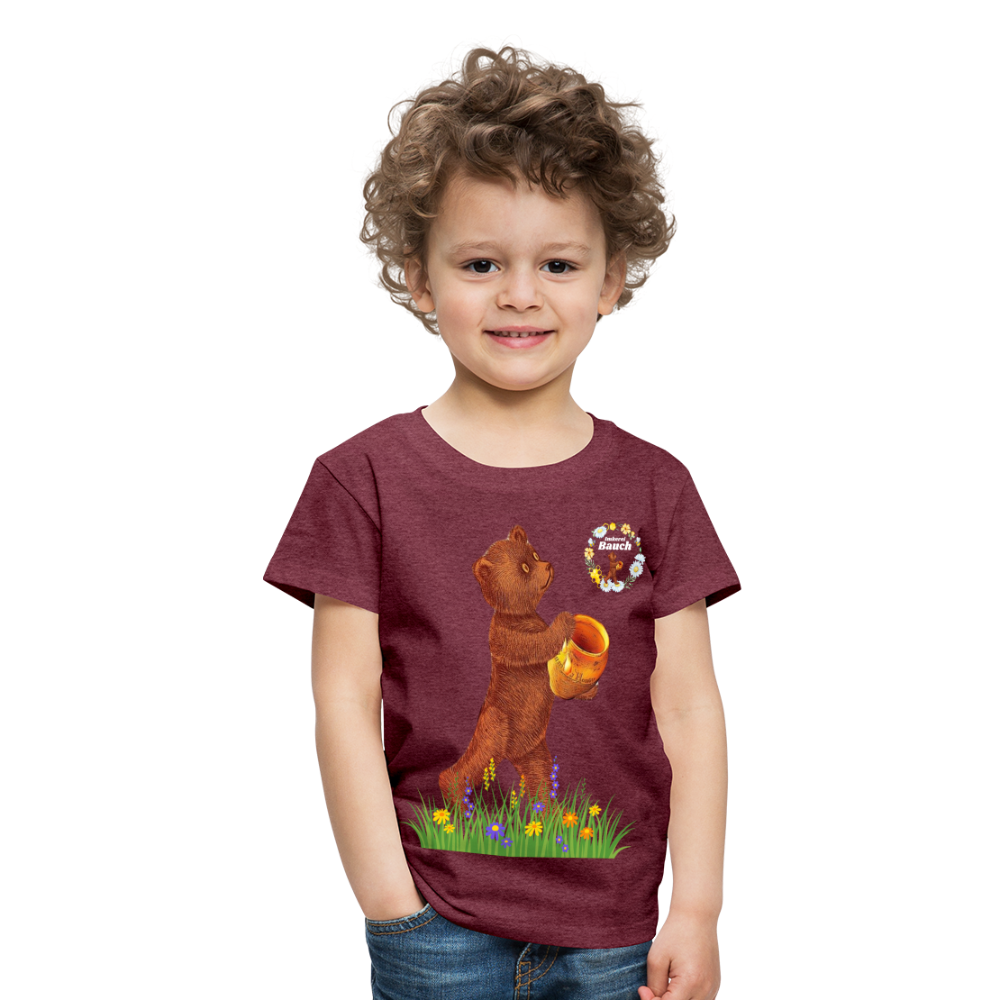 Kinder Premium T-Shirt Imkerei Bauch - Bordeauxrot meliert