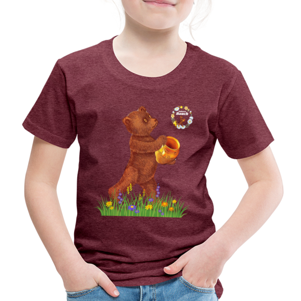 Kinder Premium T-Shirt Imkerei Bauch - Bordeauxrot meliert