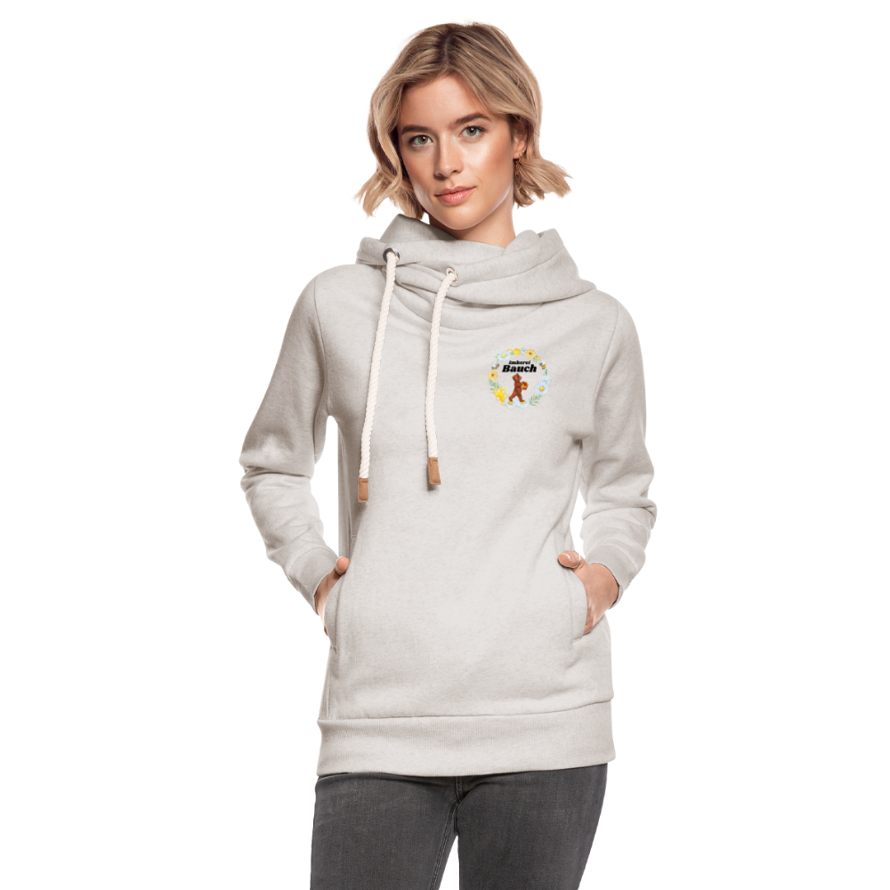 Unisex Schalkragen Hoodie Imkerei Bauch nur vorne - Beige meliert