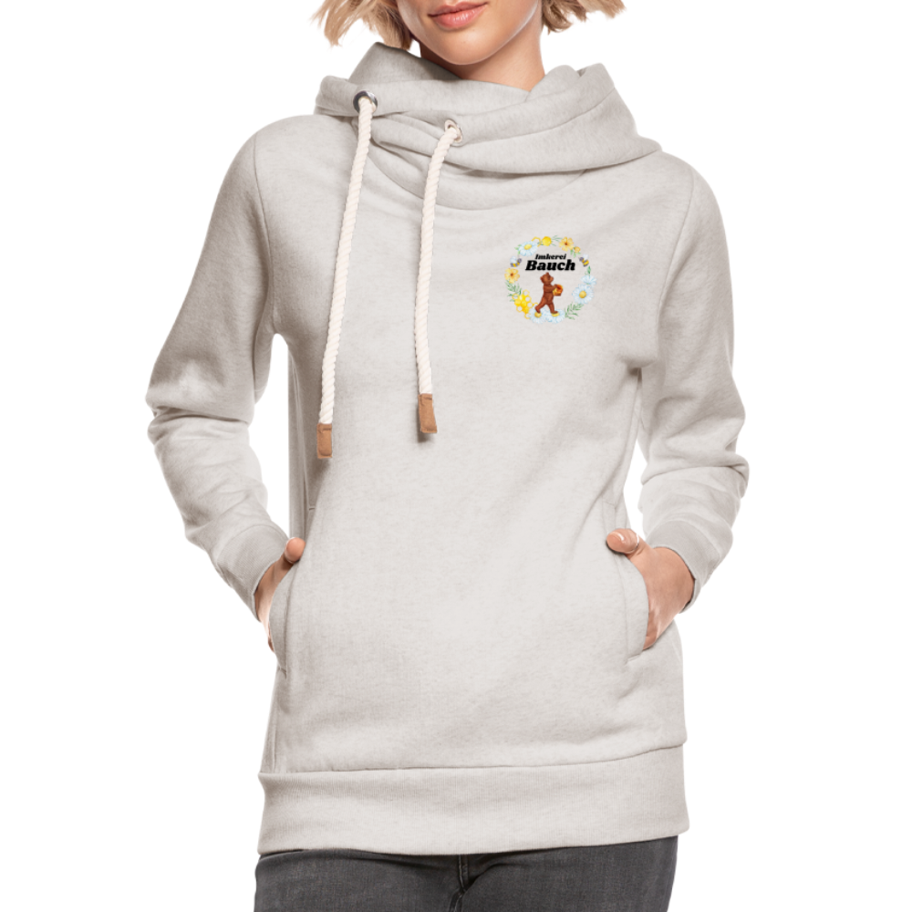 Unisex Schalkragen Hoodie Imkerei Bauch nur vorne - Beige meliert