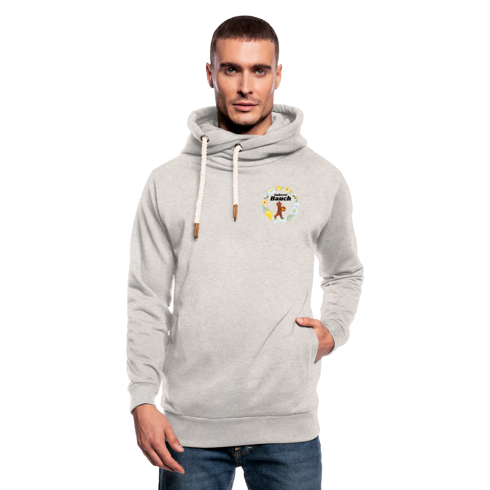 Unisex Schalkragen Hoodie Imkerei Bauch nur vorne - Beige meliert