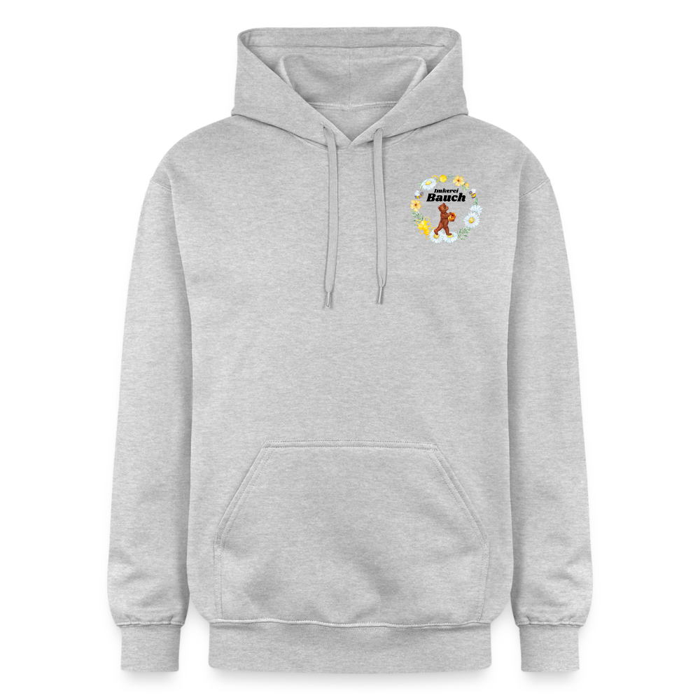 Gildan Für Männer und Frauen Softstyle® Midweight Hoodie  Imkerei Bauch Logo nur vorne - Hellgrau meliert